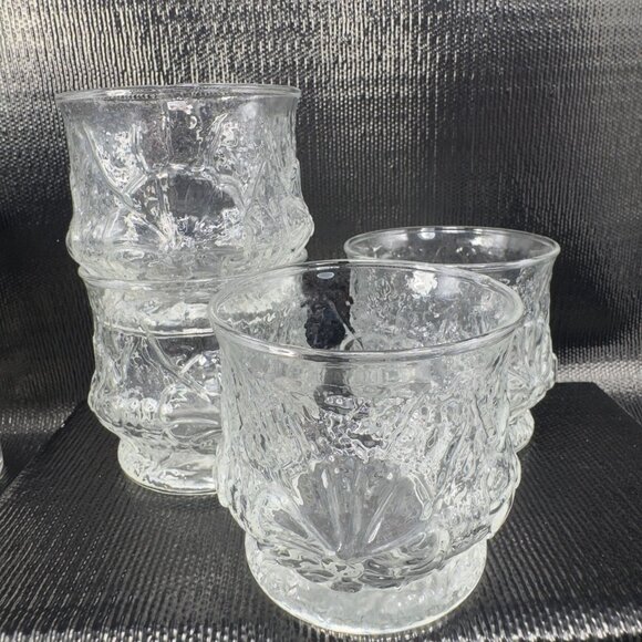Anchor Hocking Rainflower Old Fashioned Clear Glasses Cups Set 4 BarWare Glasses - Picture 10 of 10